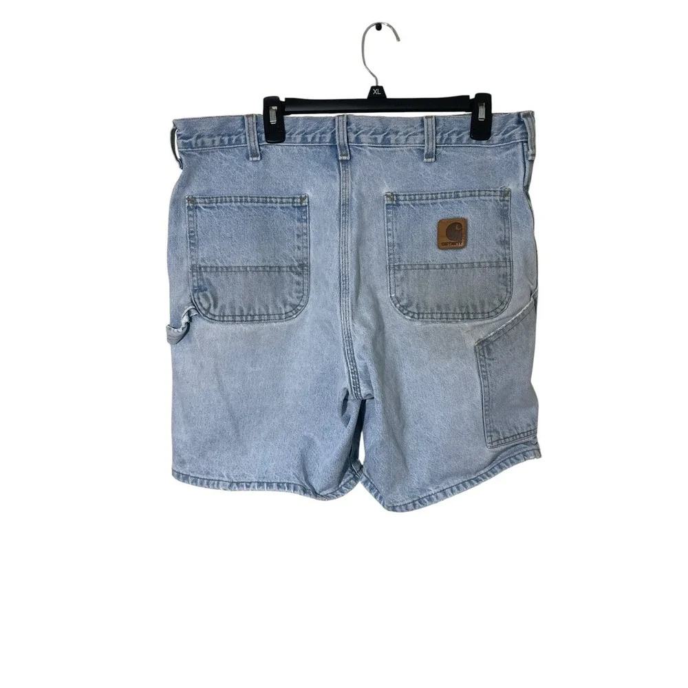 Vintage 90s Carhartt Size 38 B29STW Denim carpenter Shorts Jorts Distressed Work